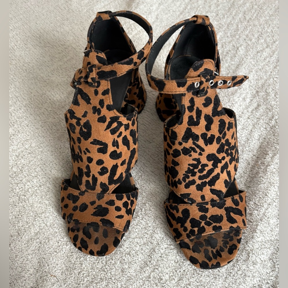 Topshop Leopard Print Women's Sandal Block Heel